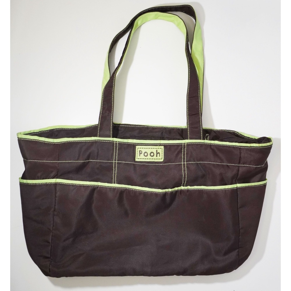 Disney Baby Winnie The Pooh Diaper Bag Brown Green Tote Zipper Closure